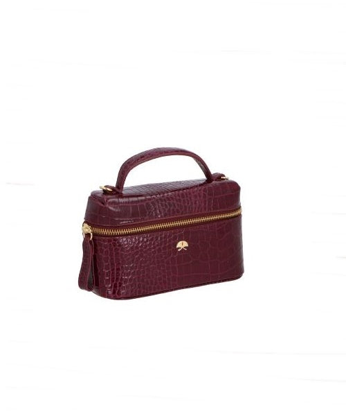 Bolsa Vanity Pequena em Couro Vinho
