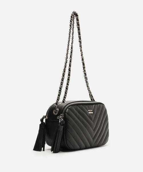 Bolsa Tiracolo Preta Matelassê Grande Barbicacho