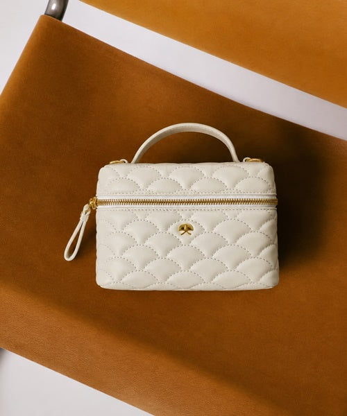 Bolsa Vanity Pequena em Couro Off White