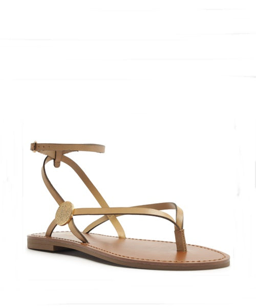 Sandália Rasteira Verano Couro Metal Texturizado