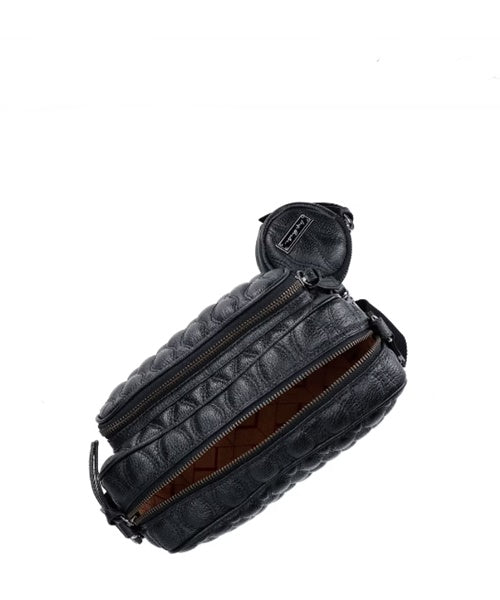 Bolsa Cargo em Couro Preto Média