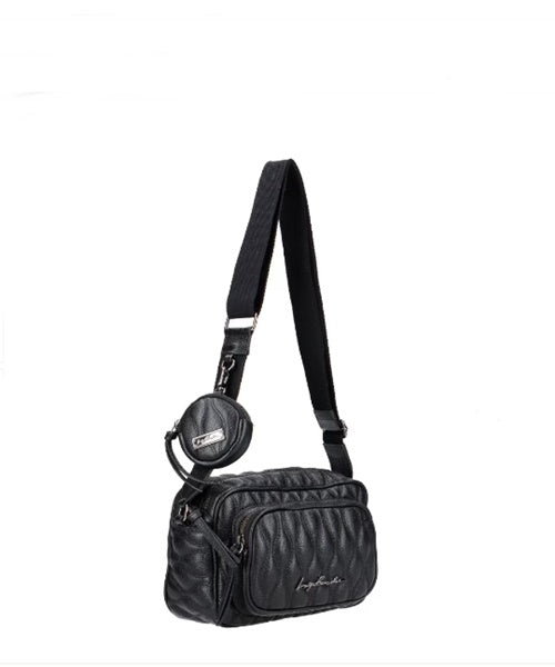 Bolsa Cargo em Couro Preto Média