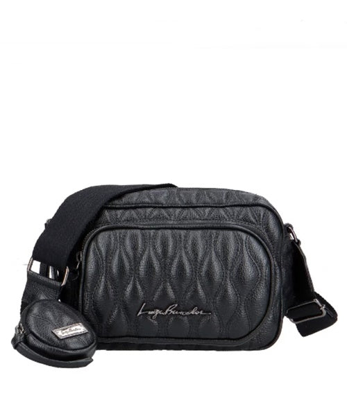Bolsa Cargo em Couro Preto Média