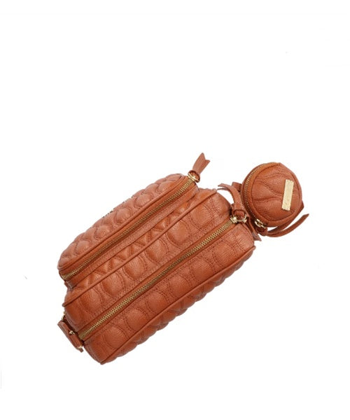 Bolsa Cargo em Couro Caramelo Média