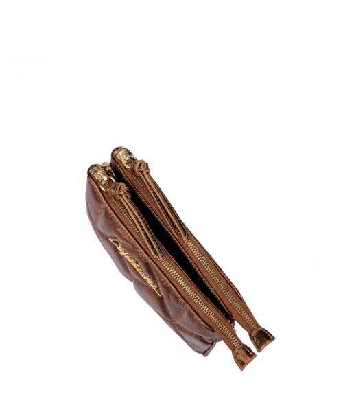Bolsa em Couro Ouro Velho Dupla Tira com Corrente Pequena