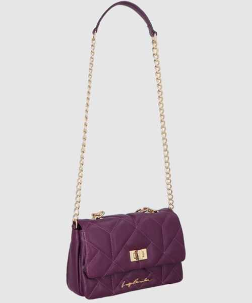 Bolsa em Couro Vinho e Alça de Corrente Média