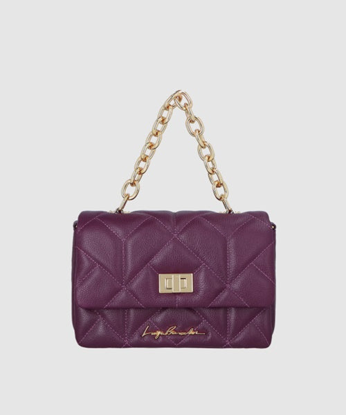 Bolsa em Couro Vinho e Alça de Corrente Média