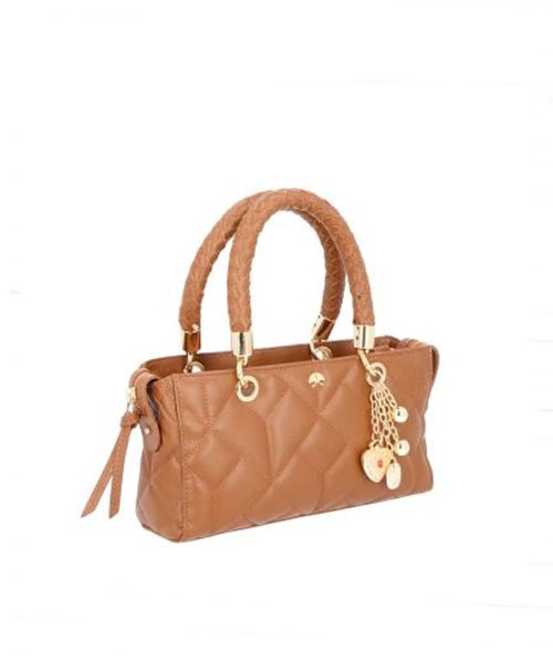 Bolsa Pequena em Couro Caramelo com Pingente