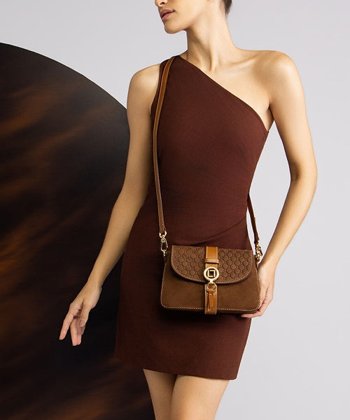Bolsa Satchel Pequena Bison Espresso