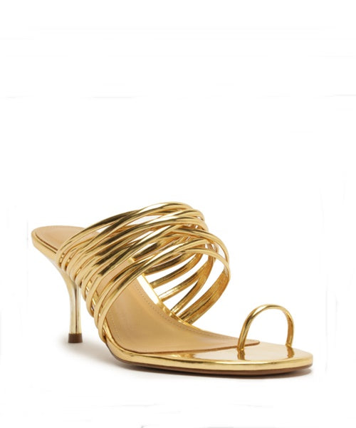 Tamanco Salto Alto Dourado -