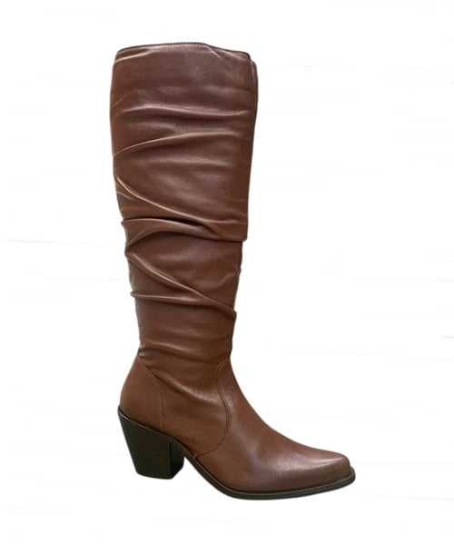 Bota Cano Alto Franzido Caramelo - Arara Brasil