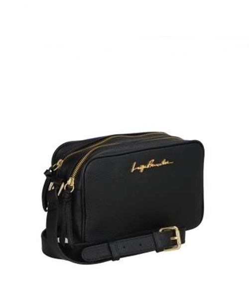 Bolsa Média Dupla Repartição Couro Preto