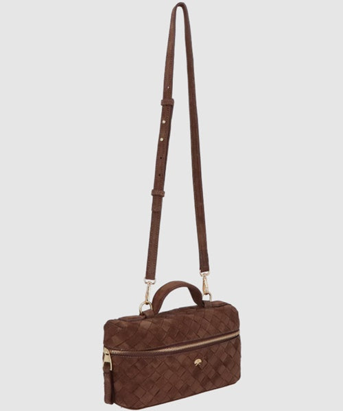 Bolsa Pequena Tressê em Camurça Marrom