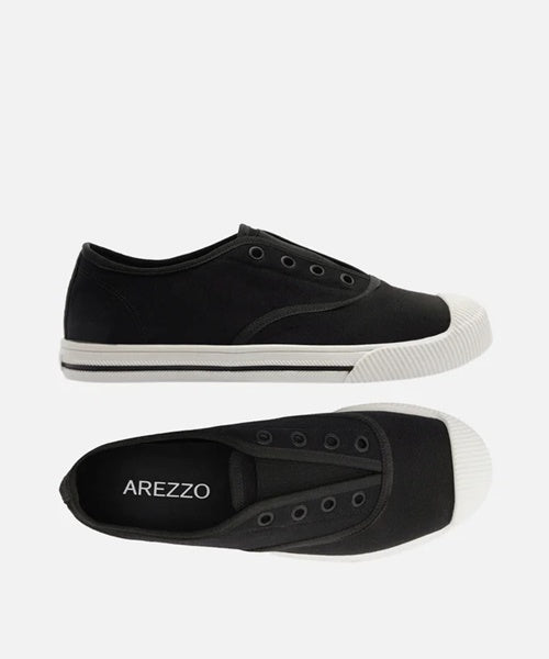 Tênis Slip On Preto Lona Elástico