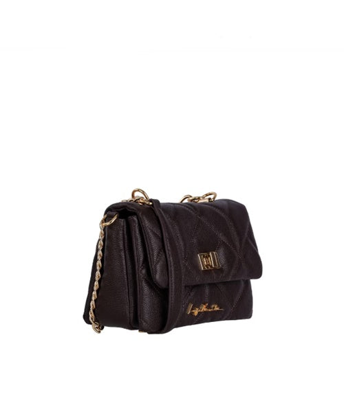 Bolsa Pequena Alça Corrente Marrom Café e Alça de Corrente