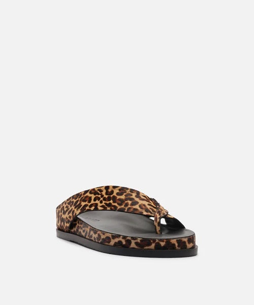 Sandália Papete Animal Print Tiras Largas Dedeira