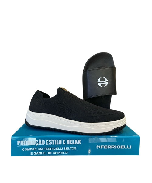 Kit Sapatênis+Chinelo Preto