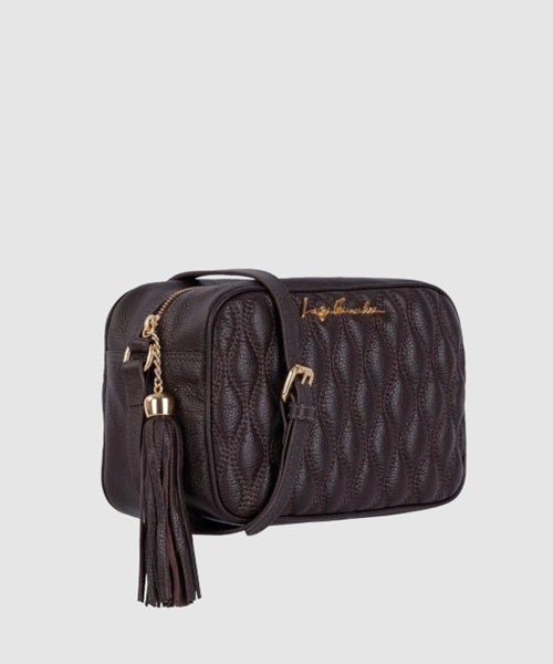 Bolsa Clássica em Couro Coffee e Alça Regulável Média -