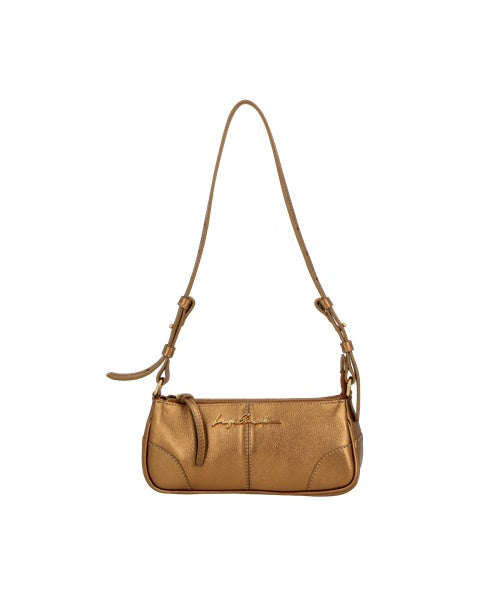 Bolsa Baguete em Couro Ouro Velho com Alça Regulável Pequena