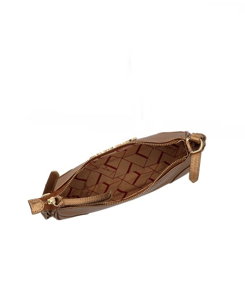 Bolsa Baguete em Couro Ouro Velho com Alça Regulável Pequena