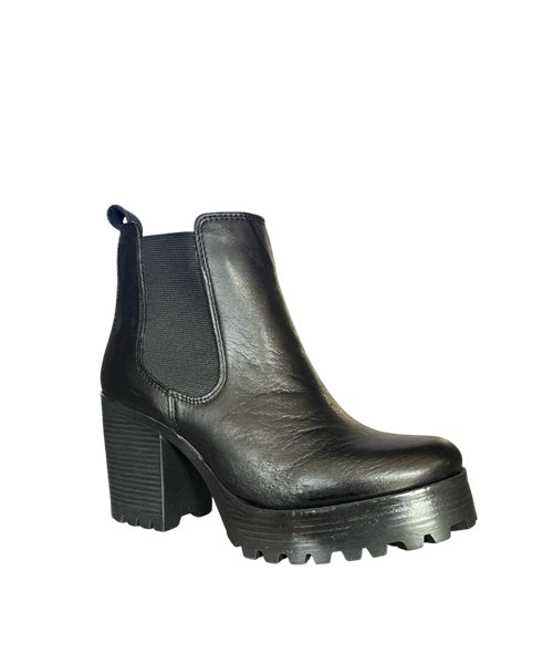 Bota Coturno Salto Médio Elástico Preto