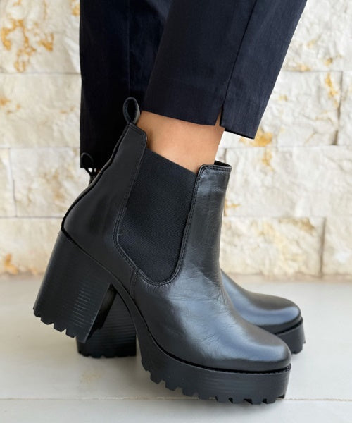 Bota Coturno Salto Médio Elástico Preto