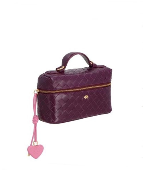 Bolsa Pequena Vanity em Couro Vinho Tressê Charms