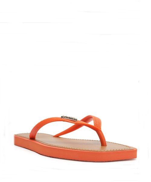 Chinelo de Dedo Laranja Square Palmilha Marrom