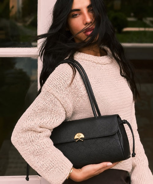Bolsa Média Couro Preto