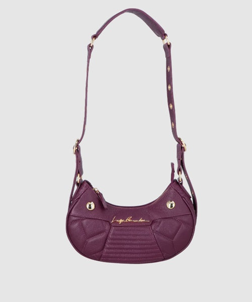 Bolsa Baguete Pequena em Couro Vinho