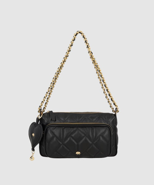 Bolsa Pequena em Couro Preto Matelassê