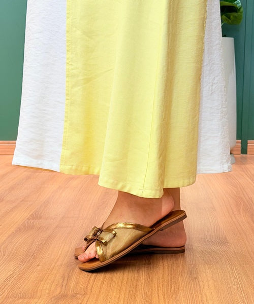 Sandália Rasteira Laço Bronze