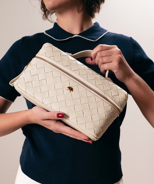 Bolsa Vanity Média em Couro Off White Tressê