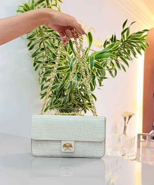 Bolsa Pequena Croco Off White