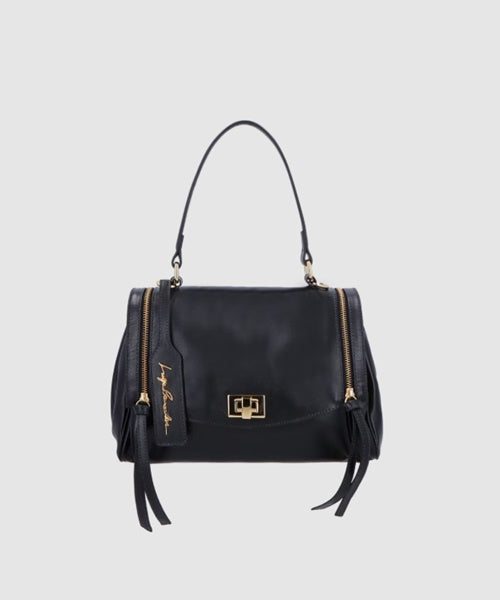Bolsa Pequena em Couro Preto com Alça Tiracolo