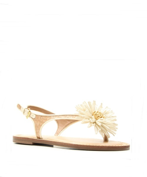 Rasteira Ráfia Flor Ambar