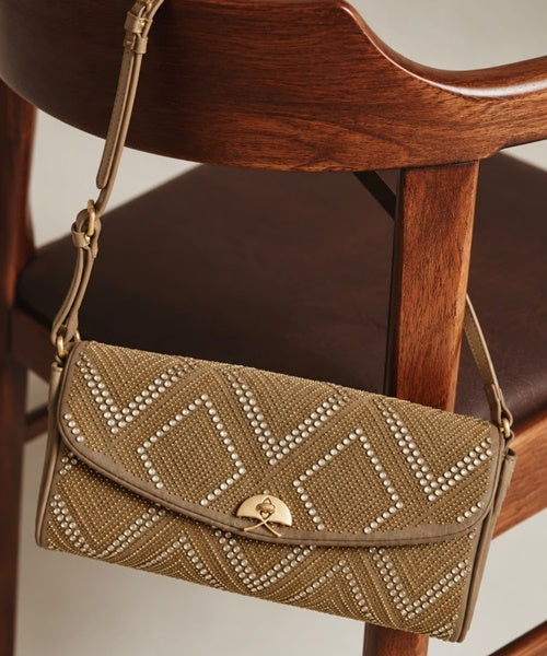 Bolsa Pequena Camurçado Fendi Detalhes de Brilho