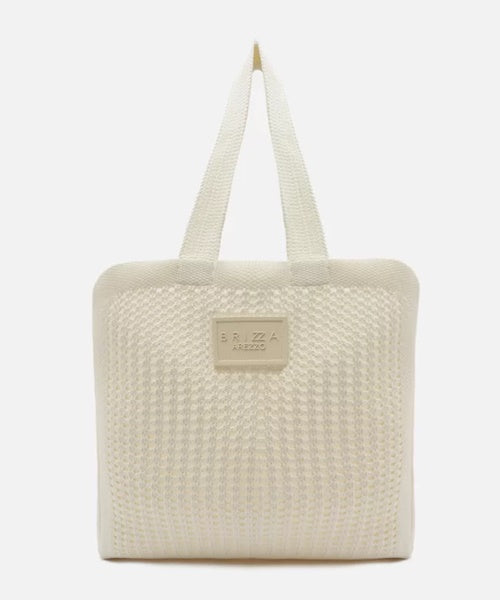 Bolsa Shopping Off-White Crochê Mônaco Grande