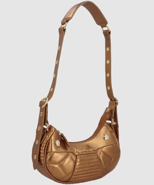 Bolsa Baguete Pequena em Couro Ouro Velho