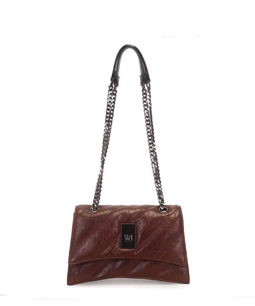 Bolsa Transversal Media Matelasse Com Alca Corrente Café