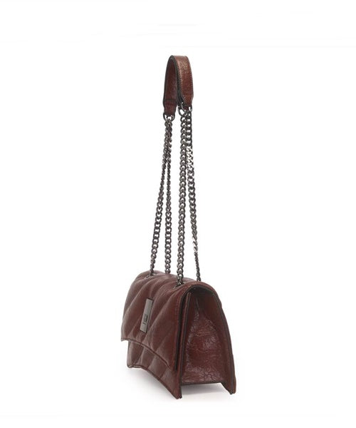 Bolsa Transversal Media Matelasse Com Alca Corrente Café