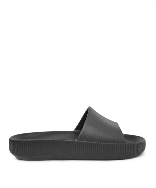 Chinelo Slide Preto Poofy Salto Plataforma Eva