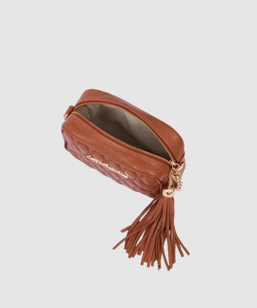 Bolsa Pequena em Couro Mel Alça Correntes