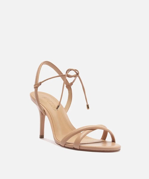 Sandália Nude Salto Médio Fino Tiras