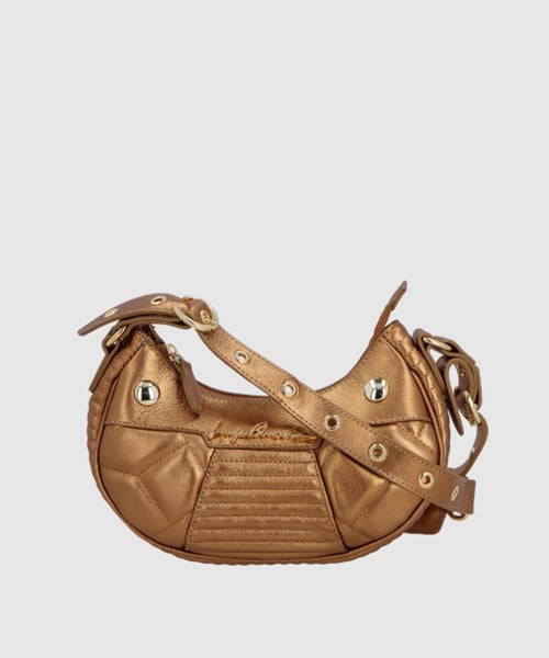 Bolsa Baguete Pequena em Couro Ouro Velho