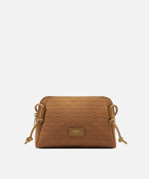 Bolsa Tiracolo Marrom Camurça Tressê Pequena