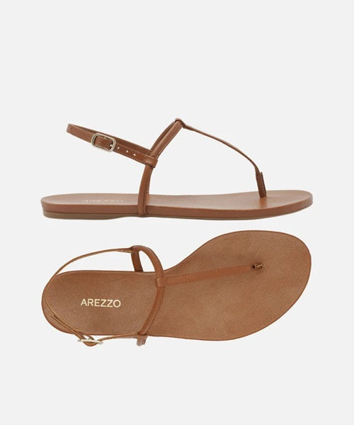 Sandália Rasteira Caramelo Tiras Slim Básica