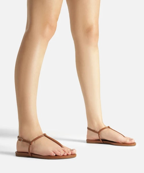 Sandália Rasteira Caramelo Tiras Slim Básica