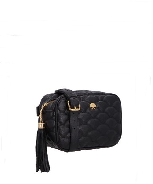 Bolsa Média em Couro Preto Matelassê Caliandra