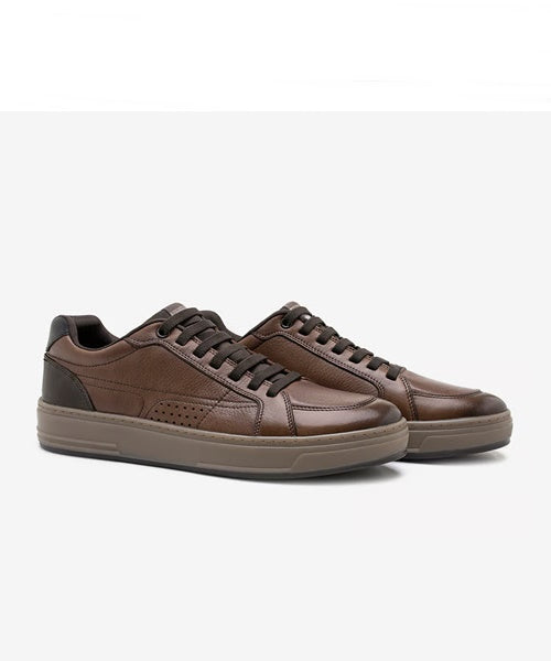 Tênis Casual Rover em Couro - Marrom